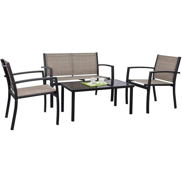 brown metal bistro set