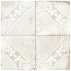 Kings Jaipur White 8-3/4 in. x 8-3/4 in. Ceramic Floor and Wall Take Home Tile Sample