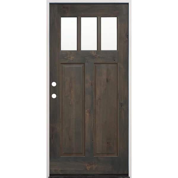 Pacific Entries 36 in. x 80 in. Craftsman Stained Ash Alder Right-Hand Inswing Wood Prehung Front Door
