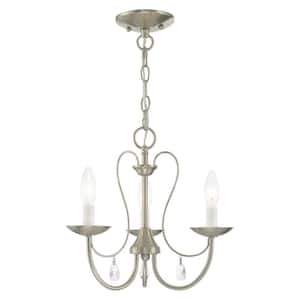 Abbeywood 3-Light Brushed Nickel Chandelier with Clear Crystals