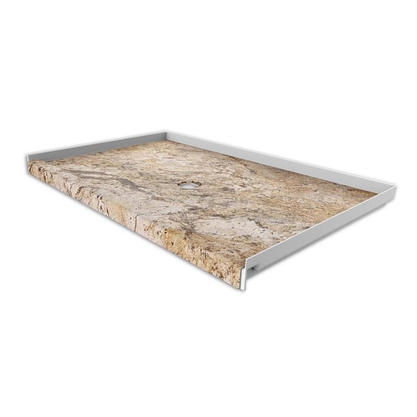 FlexStone 36 in. x 60 in. Single Threshold Shower Base with Center Drain in Golden Beaches