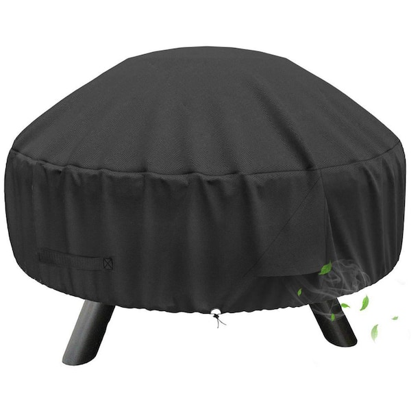 32 in. Round Fire Pit Waterproof Cover with Straps and Vents