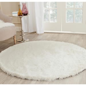 Paris Shag Ivory 7 ft. x 7 ft. Round Solid Area Rug