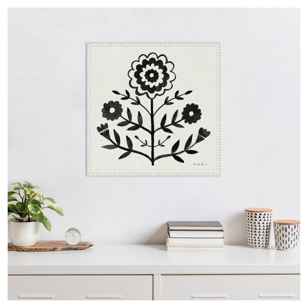 Black and White Botanic-Inspired Framed Canvas Wall Art
