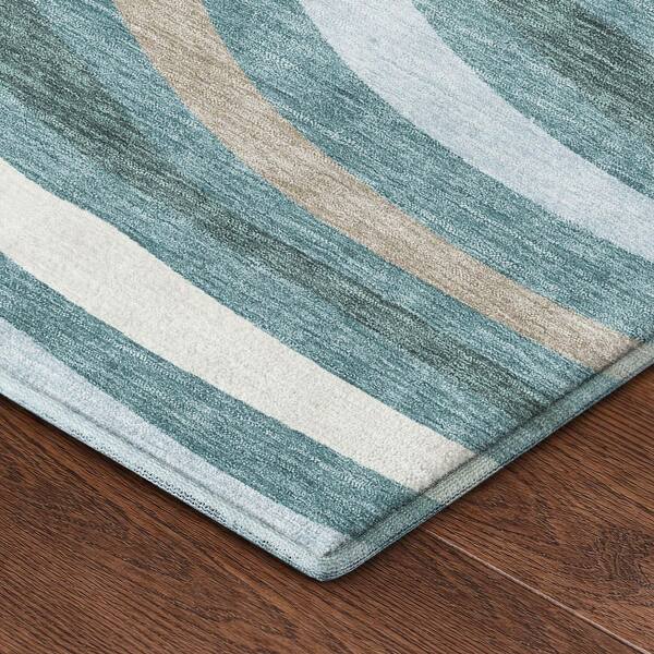 Mayfield Premium Machine Washable Abstract AMF2490 Teal 9 ft. x 12 ft. Area Rug