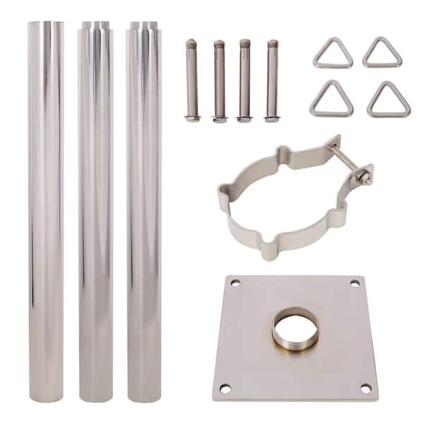 8 ft. Stainless Steel Sunshade Pole Kit With Base Plate, Hardware Kit for Sun Shade Sails