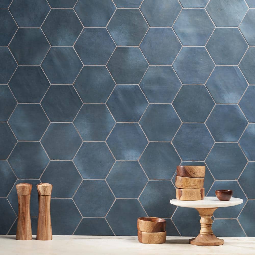 Denim Blue Hexagon Matte Porcelain Floor and Wall Tile