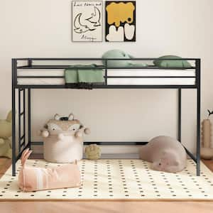 Argi Ladder Twin Junior Loft Bunk Bed, Metal, Black