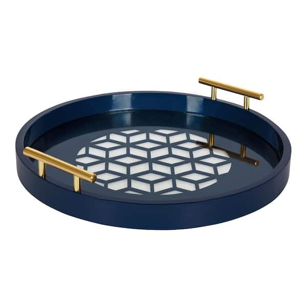 Kate and Laurel Caspen 16 in. x 3 in. x 16 in. Navy Blue Decorative ...