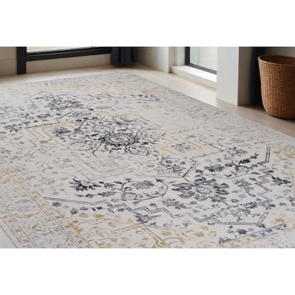 5 ft. x 8 ft. Gray and Gold Oriental Area Rug