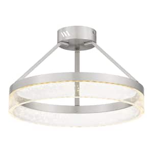 15.75 in. Brushed Nickel Integrated LED Semi-Flush Mount with Bubble Shade