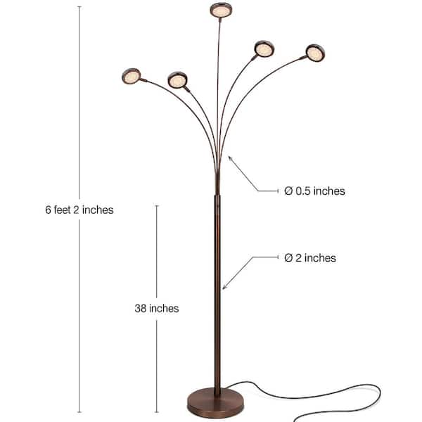 Brightech Orion - Super high quality Bright, Modern LED Arc Lamp - 5 Adjustable Arms & Light