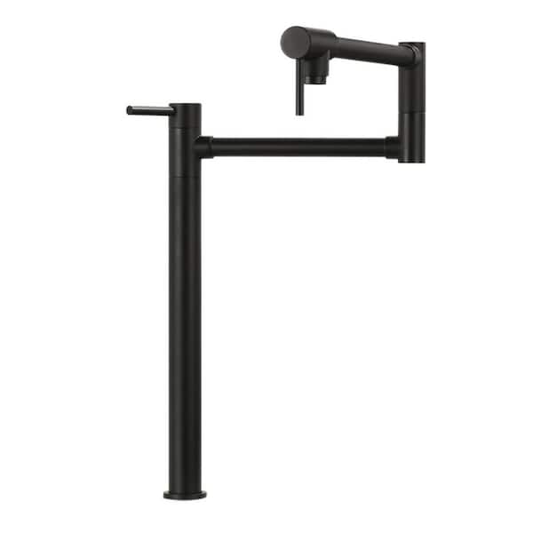 ALEASHA Deck Mount Pot Filler Faucet with 2-Handle in Black