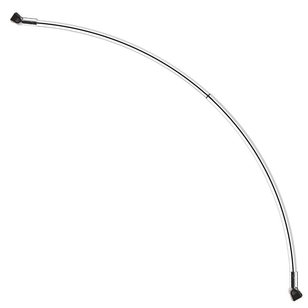 Wudkey 72 in. Aluminum Adjustable Curved Shower Rod in Chrome, Shower ...