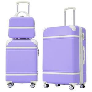 Purple Lightweight 3-Piece Expandable ABS Hardshell Spinner 20" + 24" Luggage Set with Cosmetic Case, 3-Digit TSA Lock