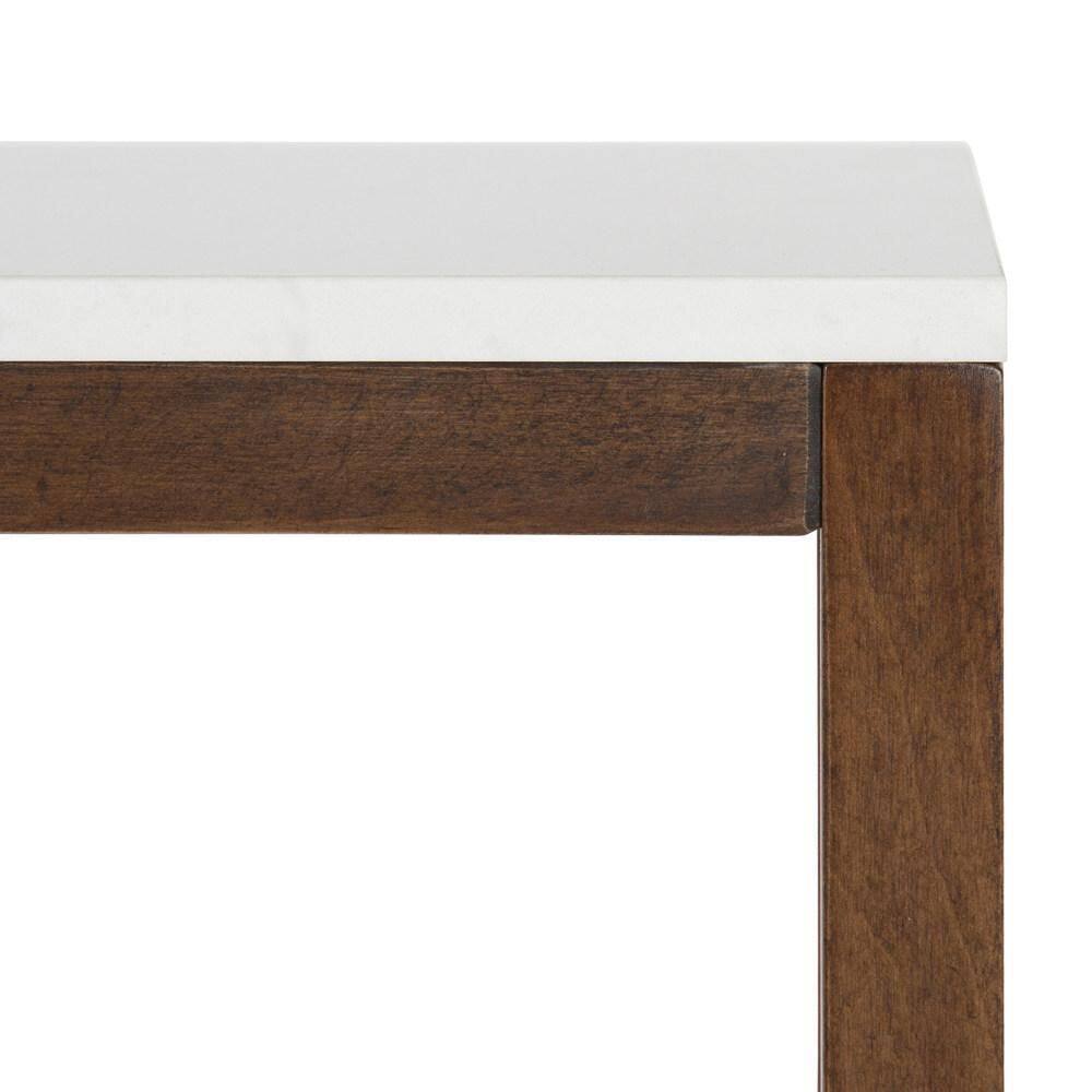 Carmela Slim Modern Grey & White Marble Console Table with Walnut Base