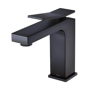 Avian 1 Handle Deck Mount Bathroom Faucet with Metal Touch Down Drain with 1.2 GPM in Satin Black