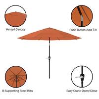 Pure Garden 10 ft. Aluminum Outdoor Market Patio Umbrella with Auto Tilt and Base in Terracotta 50-LG1053B