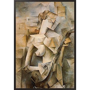Girl with Mandolin by Pablo Picasso Black Floater Framed People Oil Painting Art Print 25.5 in. x 37.5 in.