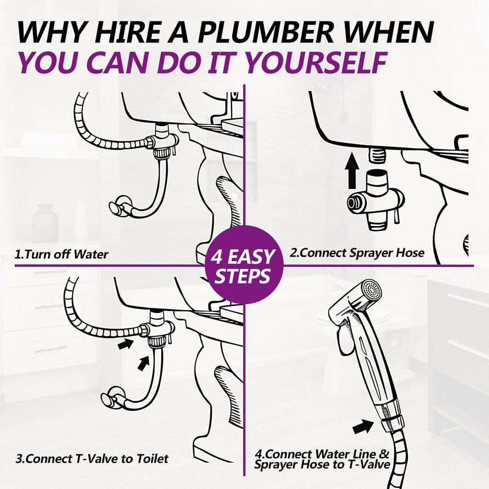 Brushed Nickel Stainless Steel Handheld Bidet Faucet with Hose