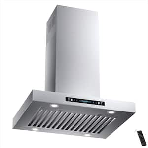 42 in. 900 CFM Ducted Quiet Island Range Hood with Touch panel 4 LED light and Gesture Control in Stainless Steel