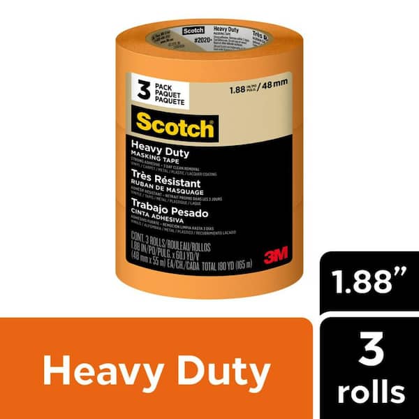 3M Scotch 1.88 in. x 60.1 yds. Heavy Duty Masking Tape (3-Rolls/Pack)(Case of 4)
