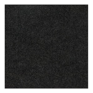 Wide Wale - Rib - Charcoal Indoor/Outdoor 18 x 18 in. Peel and Stick Modular Carpet Tile Square (22.5 sq. ft.)