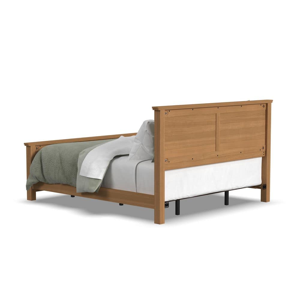 Oak Park Engineered Wood King Bed with Upholstered Headboard in Light Oak