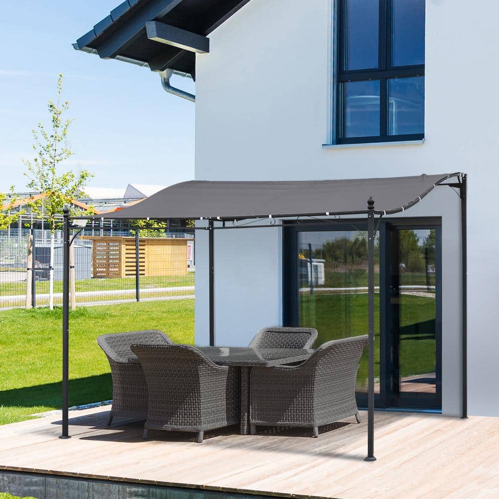 10 ft. x 10 ft. Gray Steel Outdoor Pergola Gazebo with Fabric Roof