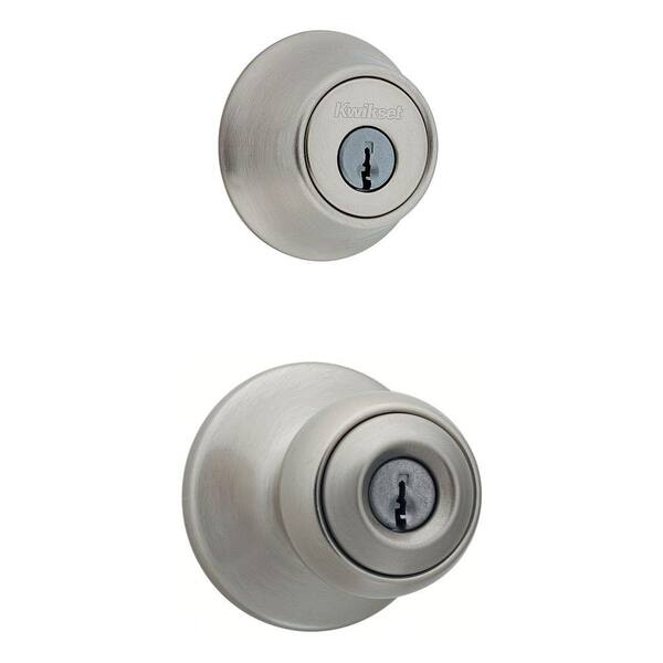 Kwikset Polo Satin Nickel Single Cylinder Entry Door Knob Lock Deadbolt