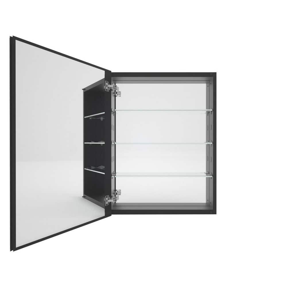 LuminaCare 23 in. W x 30 in. H Rectangular Black Aluminum Medicine Cabinet with Mirror price history on PriceWatchPro