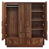 MODWAY Bulwark Walnut Brown MDF Wardrobe with Drawers