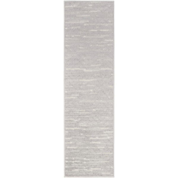Nourison Casual Light Grey 2 ft. x 6 ft. Abstract Contemporary Runner Area Rug