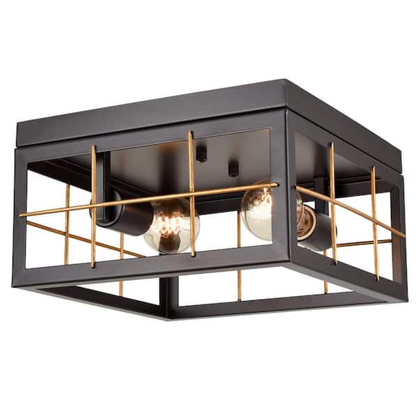CLAXY 12 in. 2-Light Fixture Bronze Finish Modern Flush Mount with No Glass Shade (1-Pack)