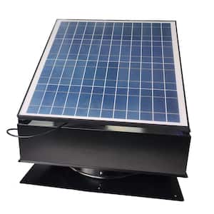 60-Watt Black Steel Roof Mount Solar Powered Attic Fan with Thermostat/Humidistat