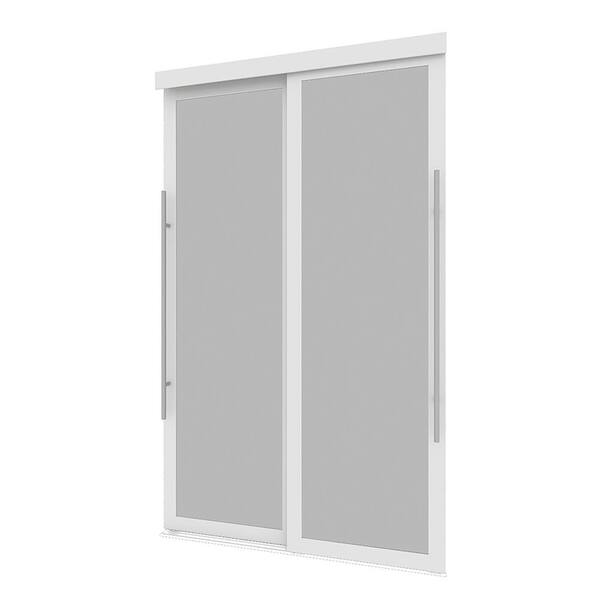 Unbranded - 60 in. x 80.5 in. White Lounge MDF Frosted Sliding Closet Door