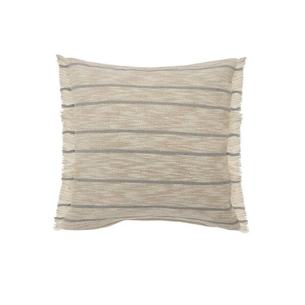 Taupe Distressed Stripes Throw Pillow