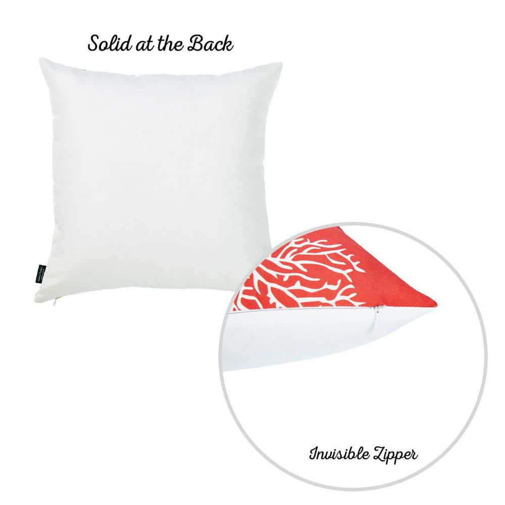 Red and White Coral Print Throw Pillow Covers Set of 4
