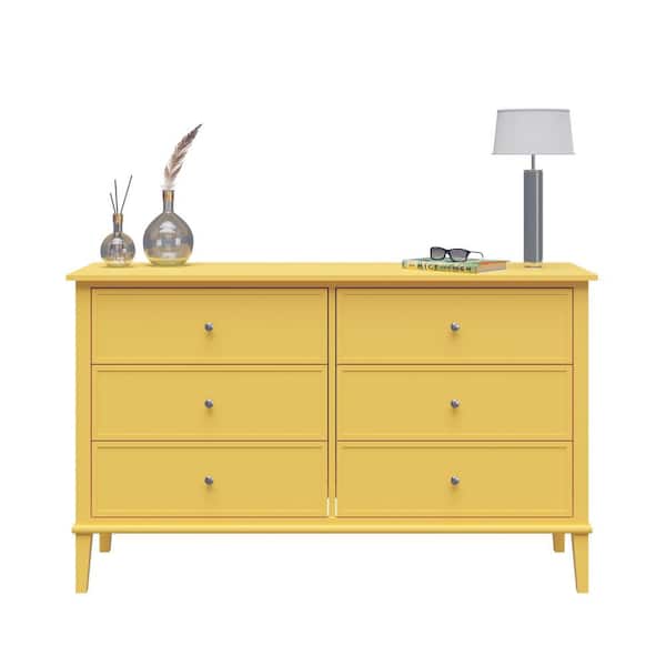 Ameriwood Home Queensbury 6 Drawer In, Mustard Yellow Dresser Knobs