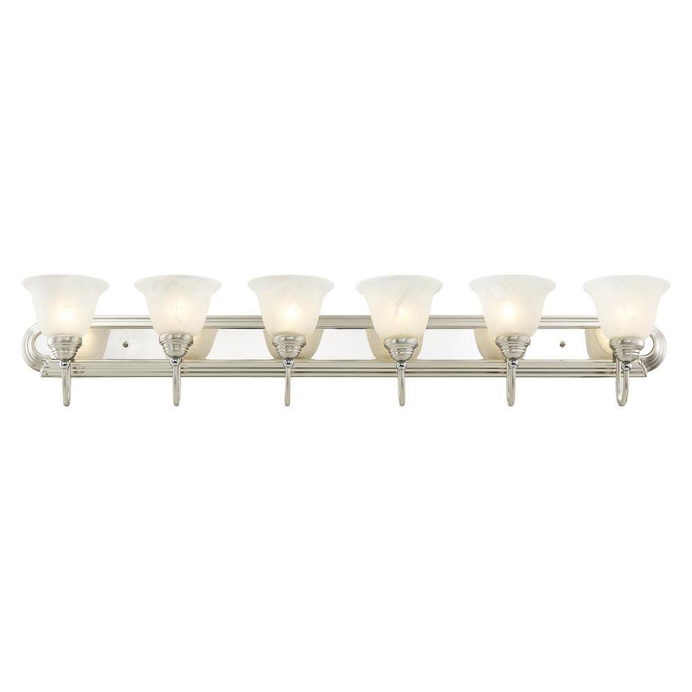 Belmont 48" Brushed Nickel and Chrome 6-Light Vanity Fixture