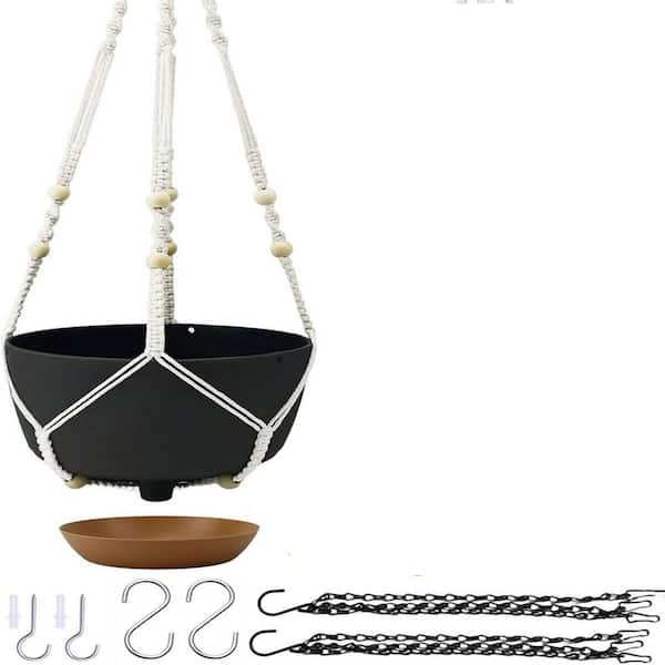 2-Pack 10 in. Gray Plastic Hanging Baskets Self Watering for Indoor Plants