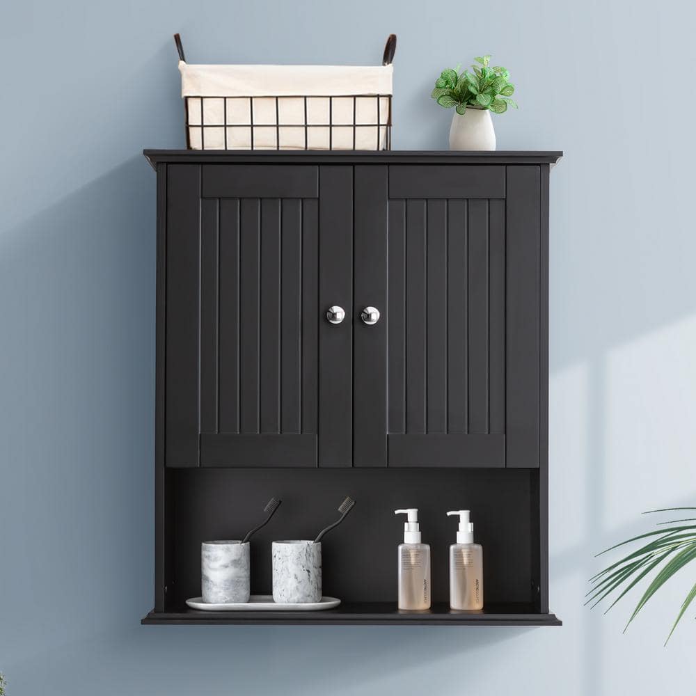 Noah 26 in. W x 8 in. D x 30 in. H Bathroom Storage Wall Cabinet in Black Ready to Assemble price history on PriceWatchPro
