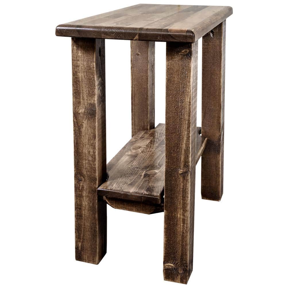 Early American Pine Rectangular Wood End Table