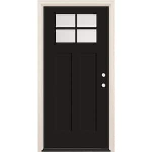 36 in. x 80 in. Left-Hand 4-Lite Clear Glass Onyx Painted Fiberglass Prehung Front Door with 4-9/16 in. Frame