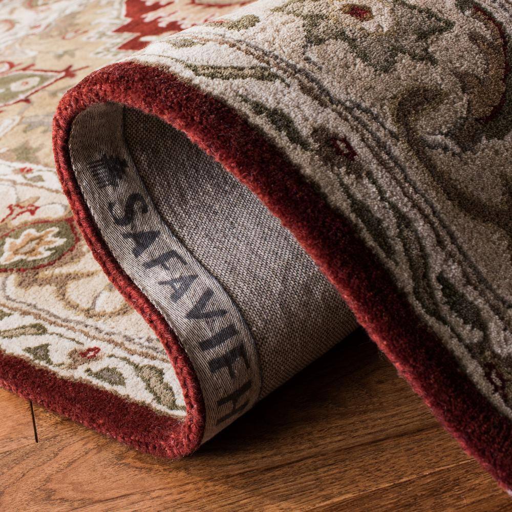 Hand-Tufted Red and Beige Wool 4' x 6' Area Rug