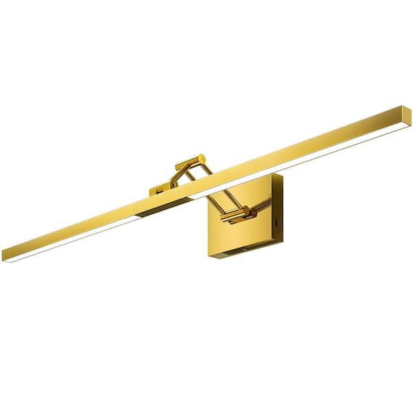 36 in. 1-Light Brushed Gold Bathroom 3CCT Modern LED Vanity Light Fixture with 360° Rotatable Head and Swing Arm