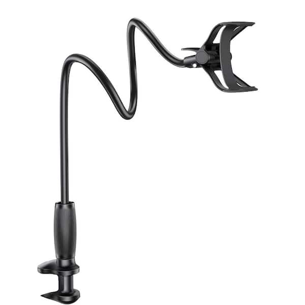 OBJLGEV Gooseneck Phone Holder with Upgraded Stable Clip for Desk Headboard Flexible Arm Stand Overhead Clamp for All 4-7 Device