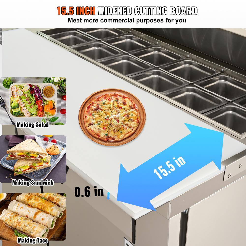 48'' Stainless Steel Double-Door Sandwich Prep Refrigerator