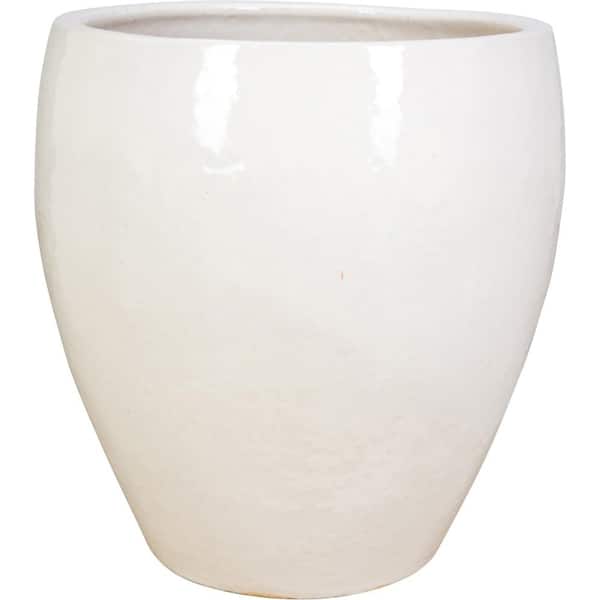 Unbranded 23.5 in. White Ceramic Top Cut Planter