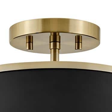 HINKLEY - Clarke 15 in. 2-Light Warm Brass Semi-Flush Mount with Metal Shade